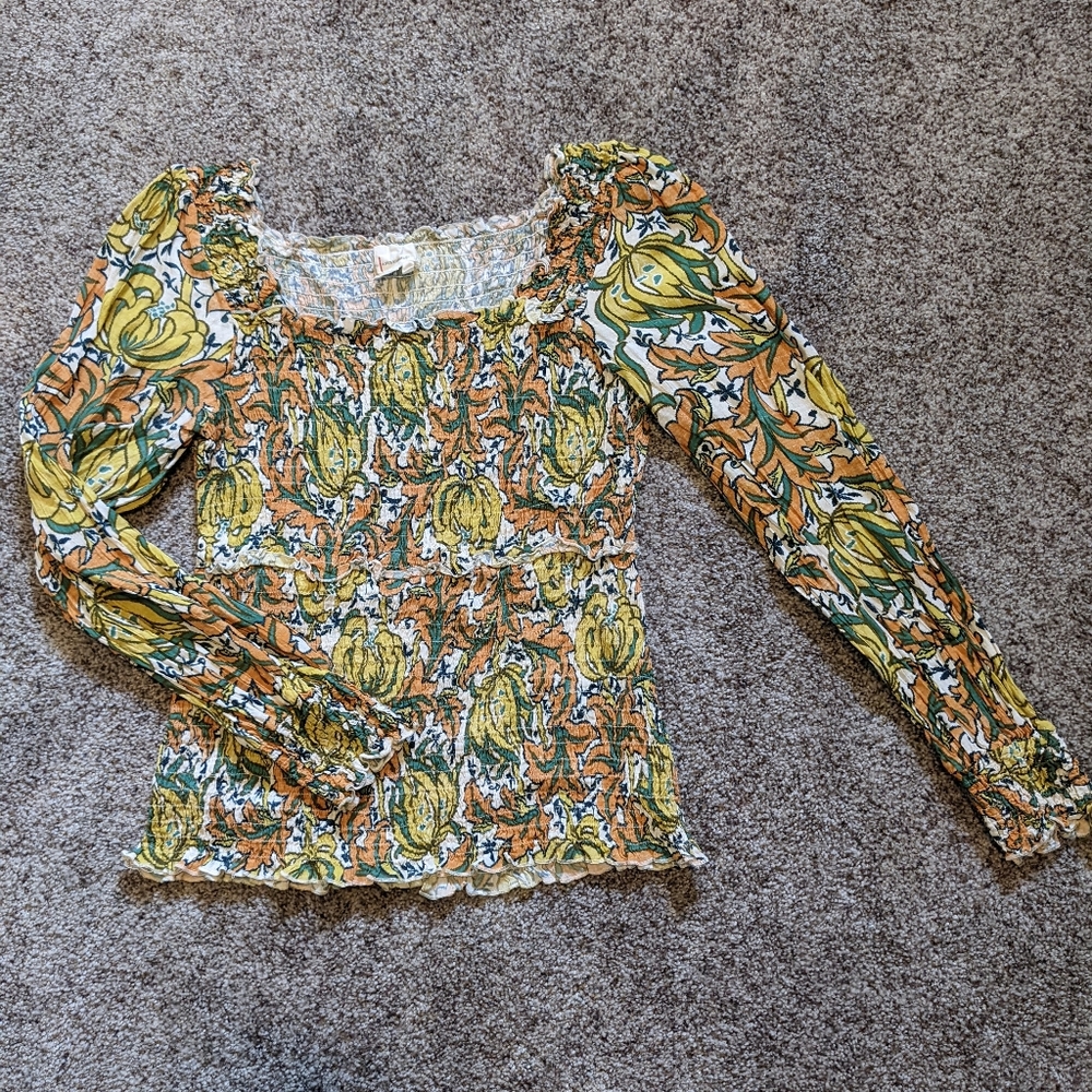 Anthropologie Smocked Top Size XL